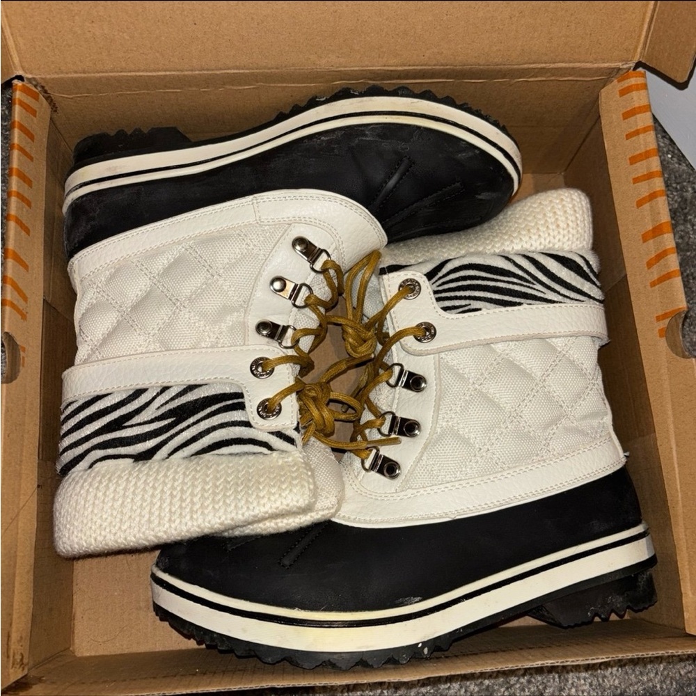Stylish Black and White Winter Boots